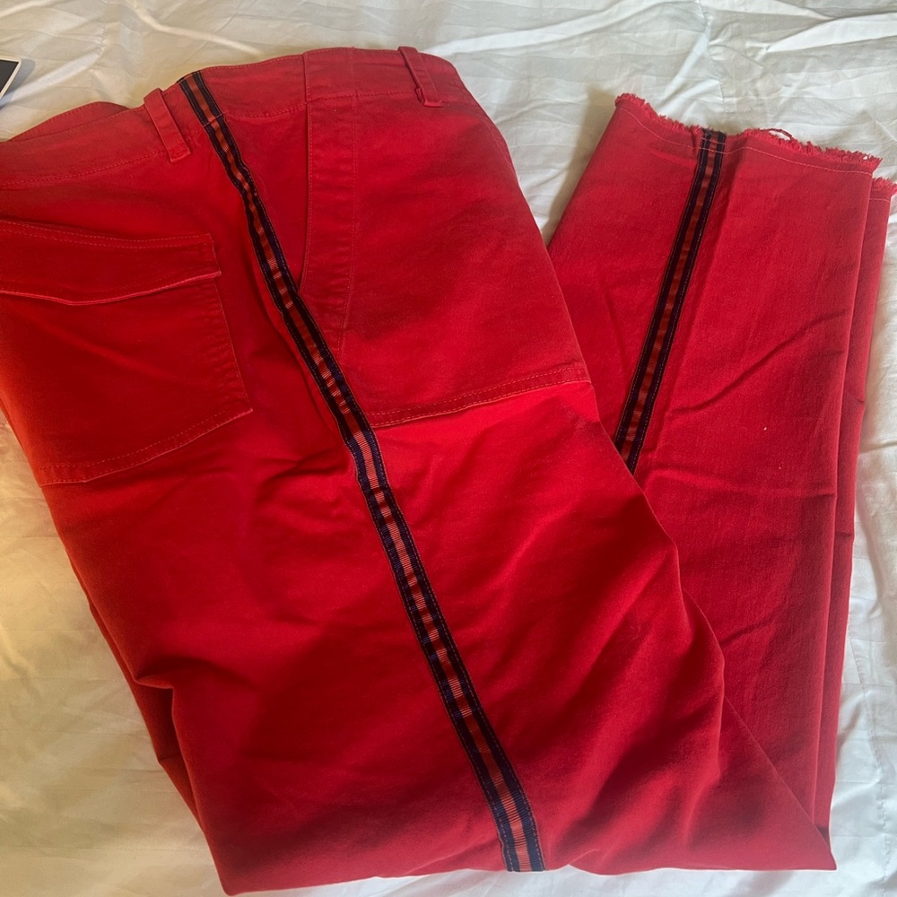 Nili Lotan N.L. (Issue-2609988) sz 8 NEW with tags red w blue strip pant USA